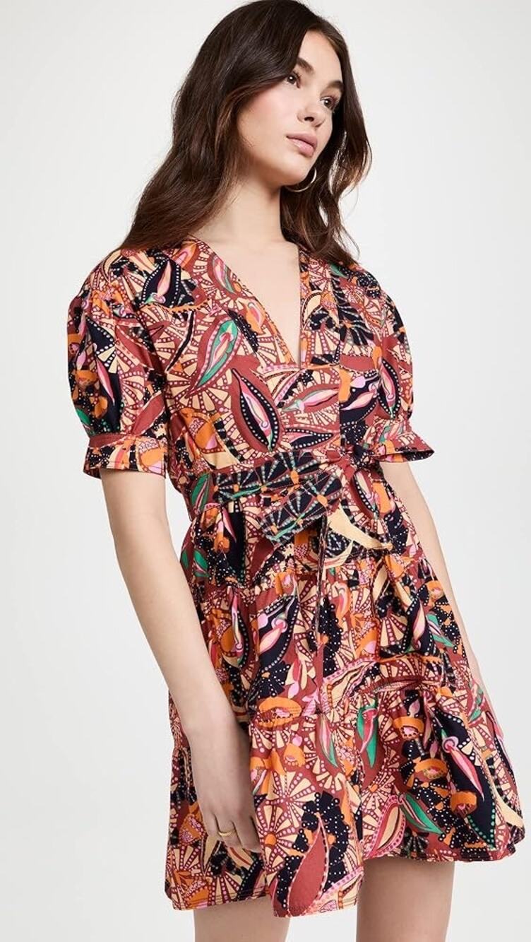 A.L.C. Carey Floral Print Mini Dress in Russet Multi Size 8